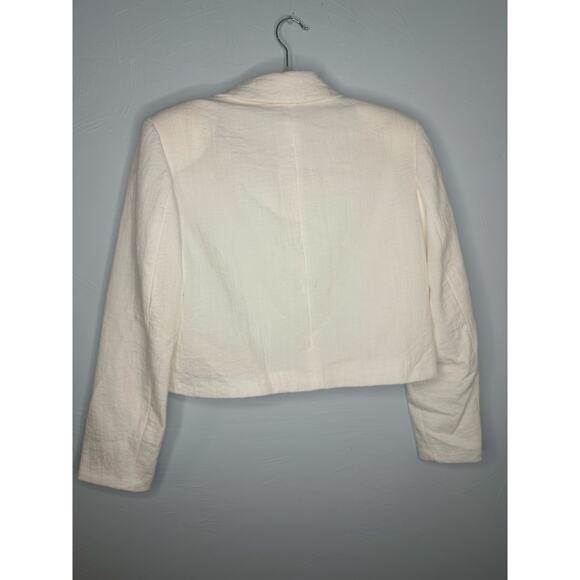 Zara Textured Short Blazer Jacket Women's Size Medium White Office NWOT - Picture 3 of 6